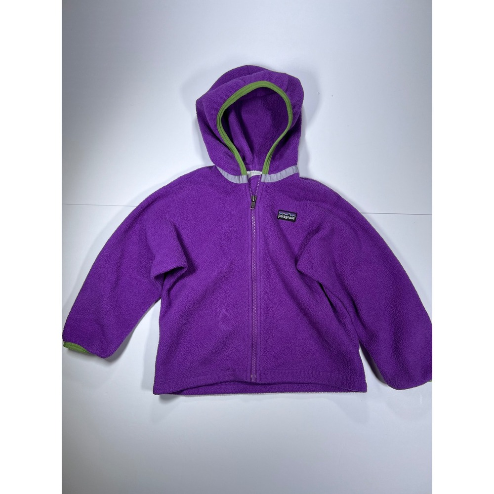 Patagonia Fleece Hoodie Baby 3T Purple Synchilla Full Zip Reflective Trim